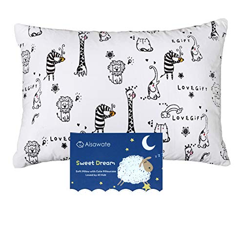 Aisawate Toddler Kids Pillow with Pillowcase,Soft Organic Cotton Baby Childrens Pillows 13X18