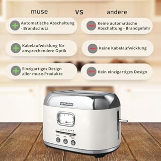 Muse Wasserkocher und Toaster Set, 2er Frühstücks-Set mit Retro Wasserkocher und 2 Scheiben Toaster mit analoger Anzeige, beige und Edelstahl