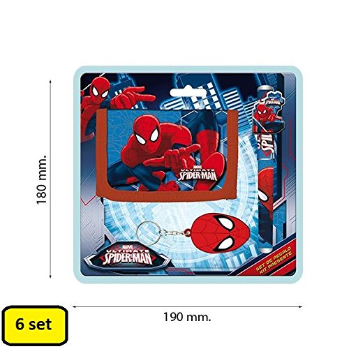 Partylandia Shop Box con 6 Set Spiderman Cartera Pluma Llavero, Multicolor, as9788 