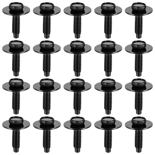 20pcs M6-1.0 Hex Head Body Bolts, 10mm Splash Shield Bolts, M6-1.0 X 25mm