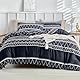 Tokokimo Housse de Couette Double 240x220 cm, 100% Microfibre, Style Bohème, Housse de Couette Douce et Résistante Aux Rides, 1 Housse de Couette + 2 Taies d’oreiller 65x65cm, Noir