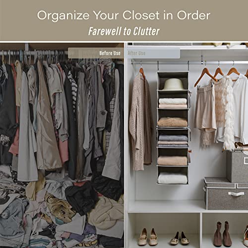 Storageworks 6-Shelf Hanging Closet Organizers, Two 3-Shelf Separable Closet Hanging Shelves, Canvas, Gray, 12" D X 12" W X 48 ¼"H #TOP5