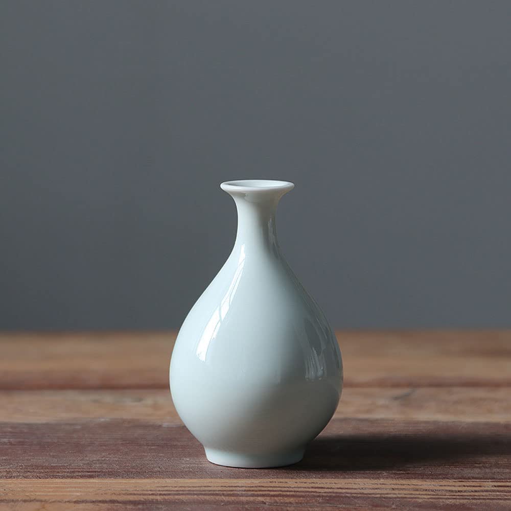 asdchZen Jingdezhen Ceramic Vase,White Flower Farmhouse Vases, Ideal Shelf Décor, Table Décor, Mantle, Entryway, Fireplace Bedroom Kitchen Living Room Centerpieces