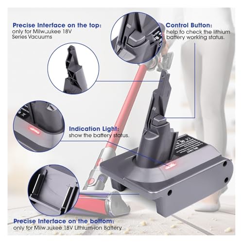 Adaptador de batería V8 compatible con Dyson V8 Absolute Fluffy Motorhead y batería M18 4
