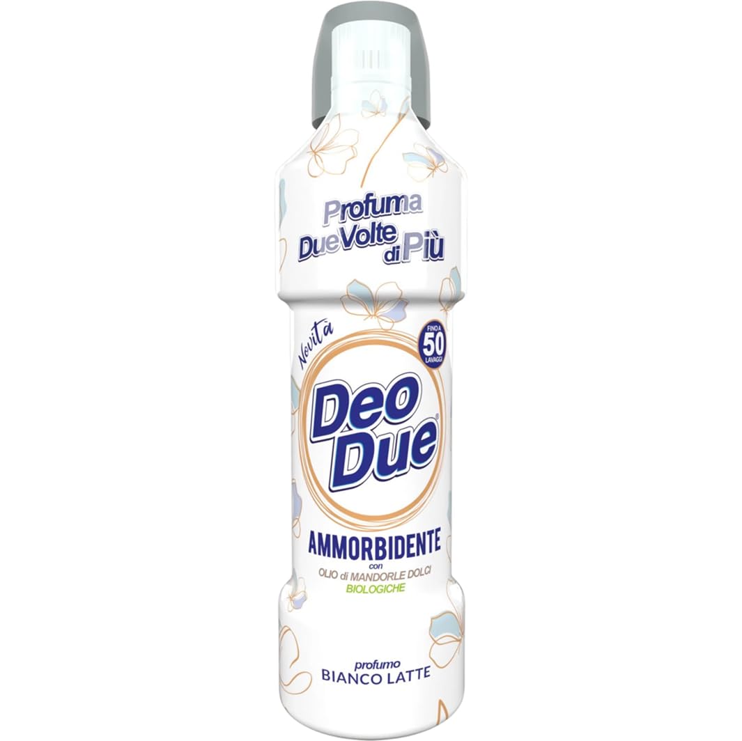 DEO DUE Ammorbidente bianco latteo – Ammorbidente concentrato, ideale per tutti i vestiti, 50 lavaggi 6 x 1 litro + portachiavi Beni Culinari