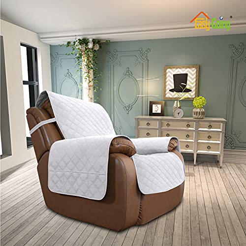 Image of Easy-Going Sofa Slipcover Waterproof Oversized Recliner Chair Cover Non-Slip Fabric Couch Cover for Living Room Washable Furniture Protector for Pets Kids Children Dog Cat (Oversized Recliner, White)