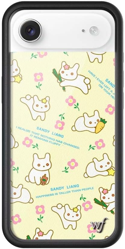 Wildflower Cases - Compatible with iPhone 17 Air | Protective Black Bumper, 6.5ft Drop Test Certified, Women Owned Small Business | Yellow Pink Cute Trendy | Collab - Sandy Liang Bunny Gift Wrap