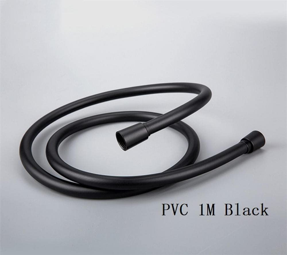 Manguera de ducha flexible de PVC de alta presión de 1 m, tubo de ducha negro liso para cabezal de ducha de mano y fácil de instalar, perfecto para uso doméstico y baño