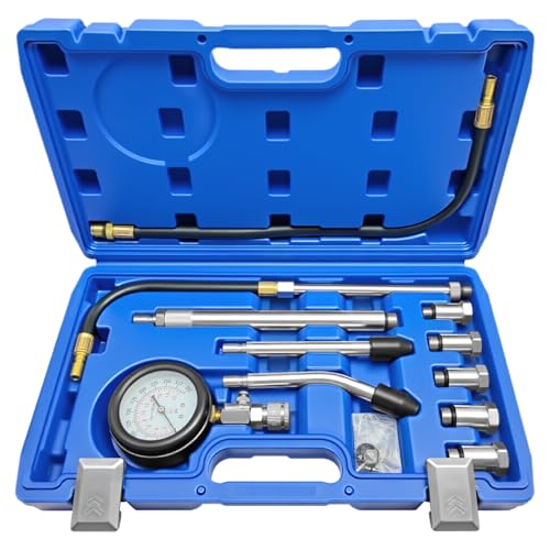 ZKTOOL 11PC(All Vehicles) 300 Psi Engine Cylinder Compression Tester with M10 M12 M14 M16 M18, Automotive Engine Compression Tester Adapter Kit.