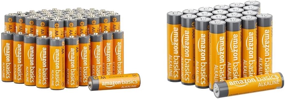 Amazon Basics 48 Pack AA High-Performance Alkaline Batteries, 10-Year Shelf Life, Easy to Open Value Pack & 20 Pack AAA High-Performance Alkaline Batteries, 10-Year Shelf Life,Easy to Open Value Pack