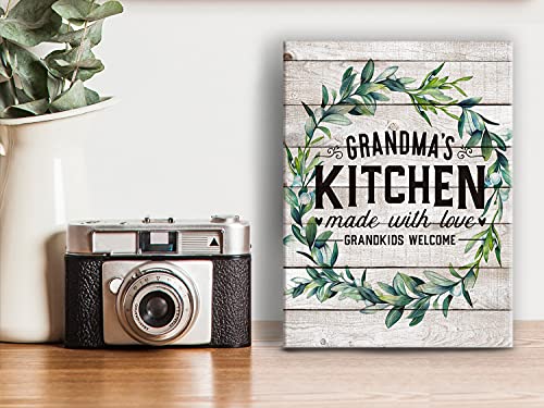 Yuzi-N Funny Grandma's Kitchen Quotes Canvas Wall Art , Gift For Grandma's Kitchen Wall Art & Tabletop Decor, Mother's Day Gift, Easel & Hanging Hook 8X10Inch #TOP3