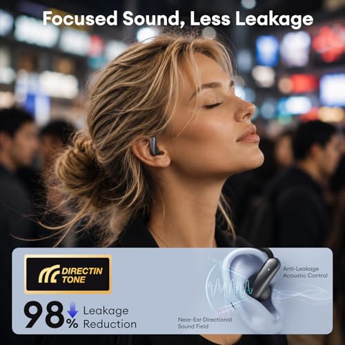 Image of PAXA Open Ear Earbuds with Replaceable Batteries, Open Ear Headphones | LED Digital Display Charging Case, Bluetooth 6.0 Over The Ear Earbuds for Running, Work, Walking, SwapBuds M143 Black