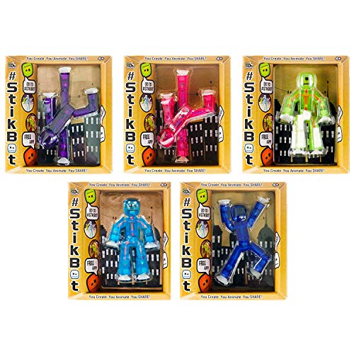 #StikBot (Set of 5 Translucent Color Posable 3