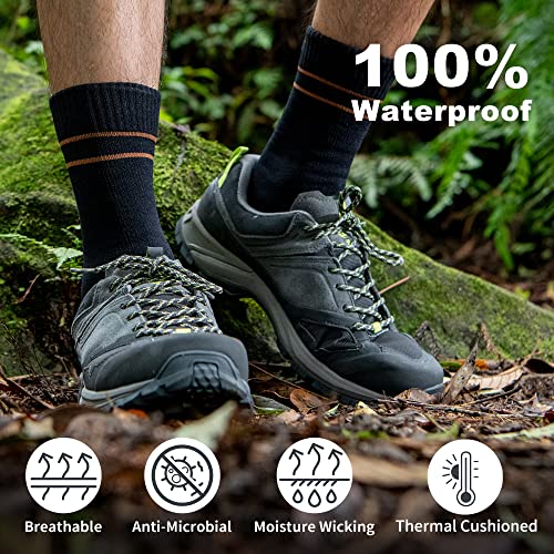 Drymile Mountain Waterproof Wool Socks, Winter Waterproof Socks For Wading, Camping, Hiking, Fishing, Skiing - Crew (L, Charcoal And Green) #TOP1