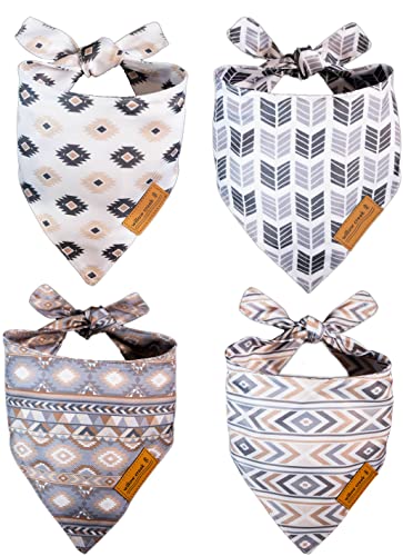 Willow Creek Pet Apparel Bandana Scarf For Dogs & Puppies | Aztec 4 Pack | Dual Layered Durable Fabric |Cute & Modern| All Breeds | Boy & Girl | Adjustable Small, Large, & X-Large (Large) #TOP4