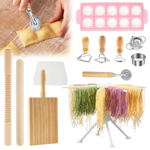 Catálogo para Comprar On-line Máquinas para hacer pasta que puedes comprar esta semana. 50 ZFLYCANP - Juego de 12 herramientas para hacer pasta incluye tablero de ñoquis de madera, cortador de pasta, rodillo, raviolis y más para uso doméstico