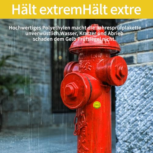 Prüfplaketten Nächster Prüftermin mit Lochzange - 1000 Stück 30MM Selbstklebend Mehrjahresprüfplaketten, 2025-2030 Jahresprüfplakette, Gelb Prüfsiegel für Elektrogeräte Prüfung, Haltbarkeitsprüfung