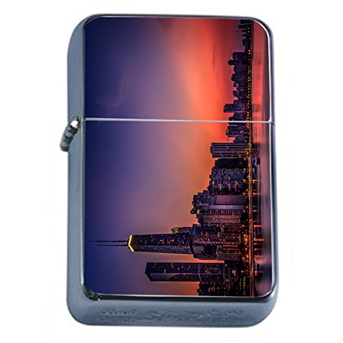 Amazon.com: Chicago City Skyline Flip Top Oil Lighter S6 Smoking Cigarette  Smoker Includes Silver Case : Health & Household