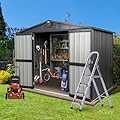 Domi Outdoor Storage Shed 8.2’x6.2’,Metal Sheds Outdoor Storage with Lockable Doors & Air Vents for Patio Garden Lawn Backyard,Gray