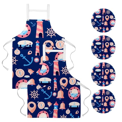 Lot de 2 tabliers de cuisine multicolores réglables pour service et cuisine de bistrot