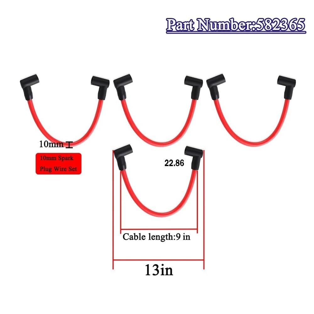 4 Cavi for Candele da 9" con Cavo da 10 mm, Bobina di accensione for fuoribordo 582365 80-115 120 125 140 CV