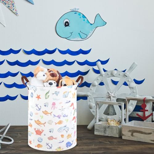 Image of Marine animal kids waterproof foldable laundry basket,Fish Hamper,Nursery Hamper,Baby Storage Baskets for boy Room,Gift Baskets,Home Organizer,Nursery Decor(Fishes)