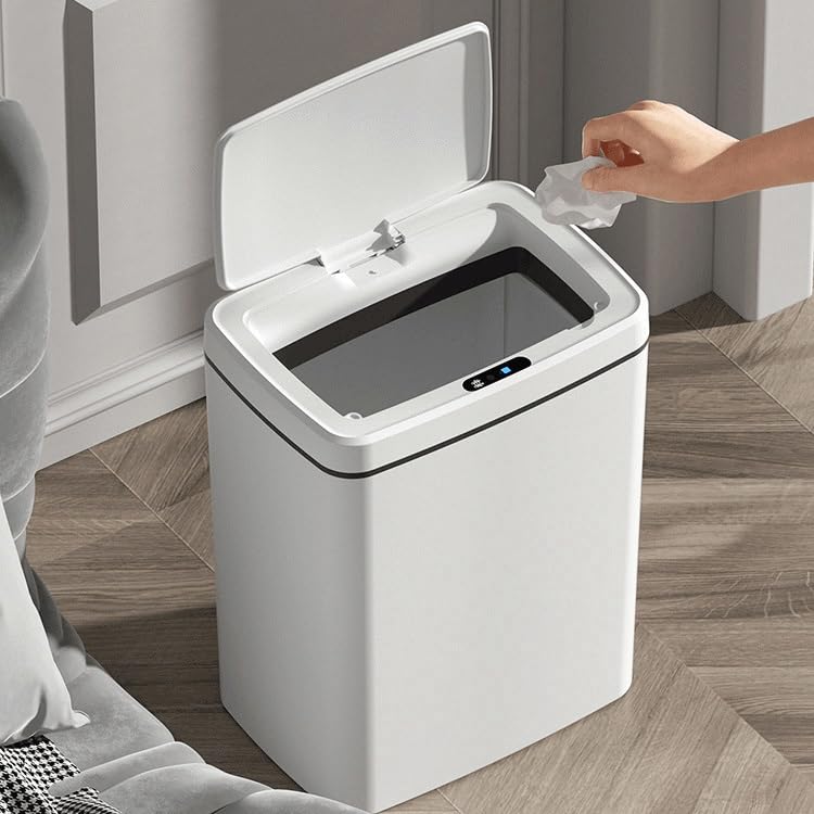 Cubo de basura con sensor automático para cocina e inodoro en color blanco de 30.5 cm 7
