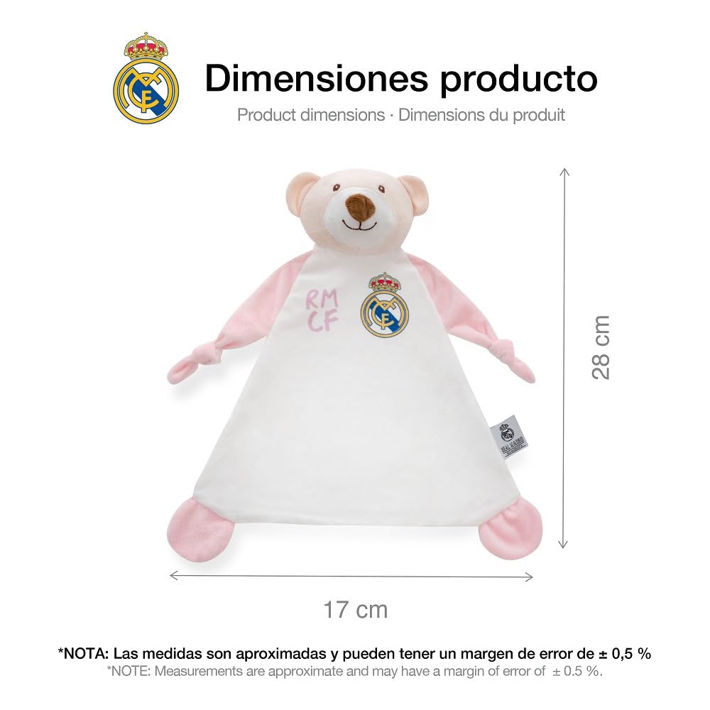 Interbaby - Dou Dou para Bebés Oso Real Madrid – Manta de Apego Suave con Peluche – Producto Oficial del Real Madrid CF – Ideal para Recién Nacidos y Niños Pequeños Futuros Madridistas