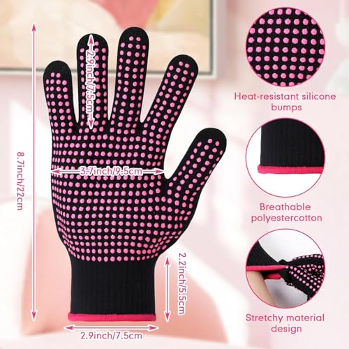 Image of Riyiper 15 Pairs Heat Resistant Gloves for Sublimation, Gloves for Heat Press with Silicone Bumps Applies to Resistant Work, Hair Styling, Universal Fit Size (Pink)