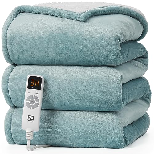 EHEYCIGA Heated Blanket - Full Size, 9 Heating Levels, 10 Hour Auto Off, Soft Cozy Sherpa Washable Blanket, 72 x 84 Inches