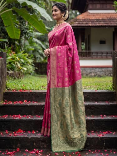 Image of AKHILAM Women's Kanjivaram Pure Soft Silk Saree For Women Saree With Unstitched Blouse Piece |Soft banarasi saree for women|silk saree pure silk