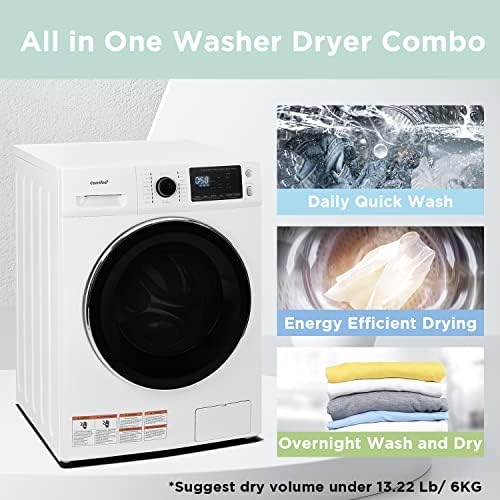 COMFEE’ 24" Washer and Dryer Combo 2.7 cu.ft 26lbs Washing Machine Steam Care, Overnight Dry, No Shaking Front Load Full-Automatic Machine, Dorm White - Thumbnail 2