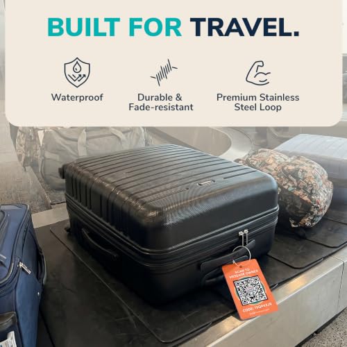 Image of Smart Luggage Tags | Privacy QR Code Luggage Tag, Orange, 2-Pack