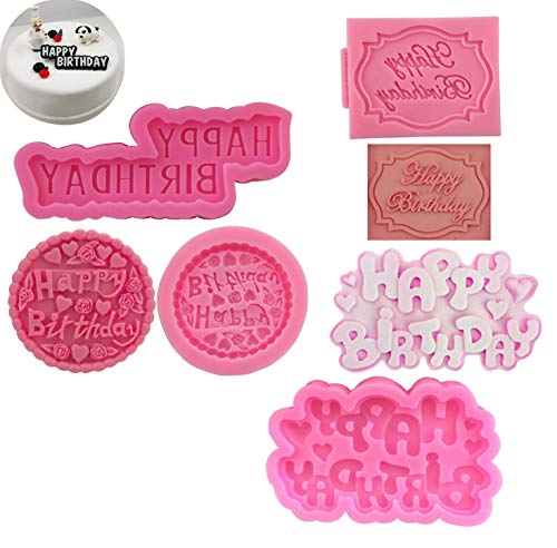 Allinlove 4 Pcs Letter Silicone Molds, Happy Birthday Alphabet Fondant Mold Chocolate Candy Molds Letters Silicone Fondant Cake Molds Polymer Clay Mold For Birthday Cake Cupcake Topper Decoration #TOP10