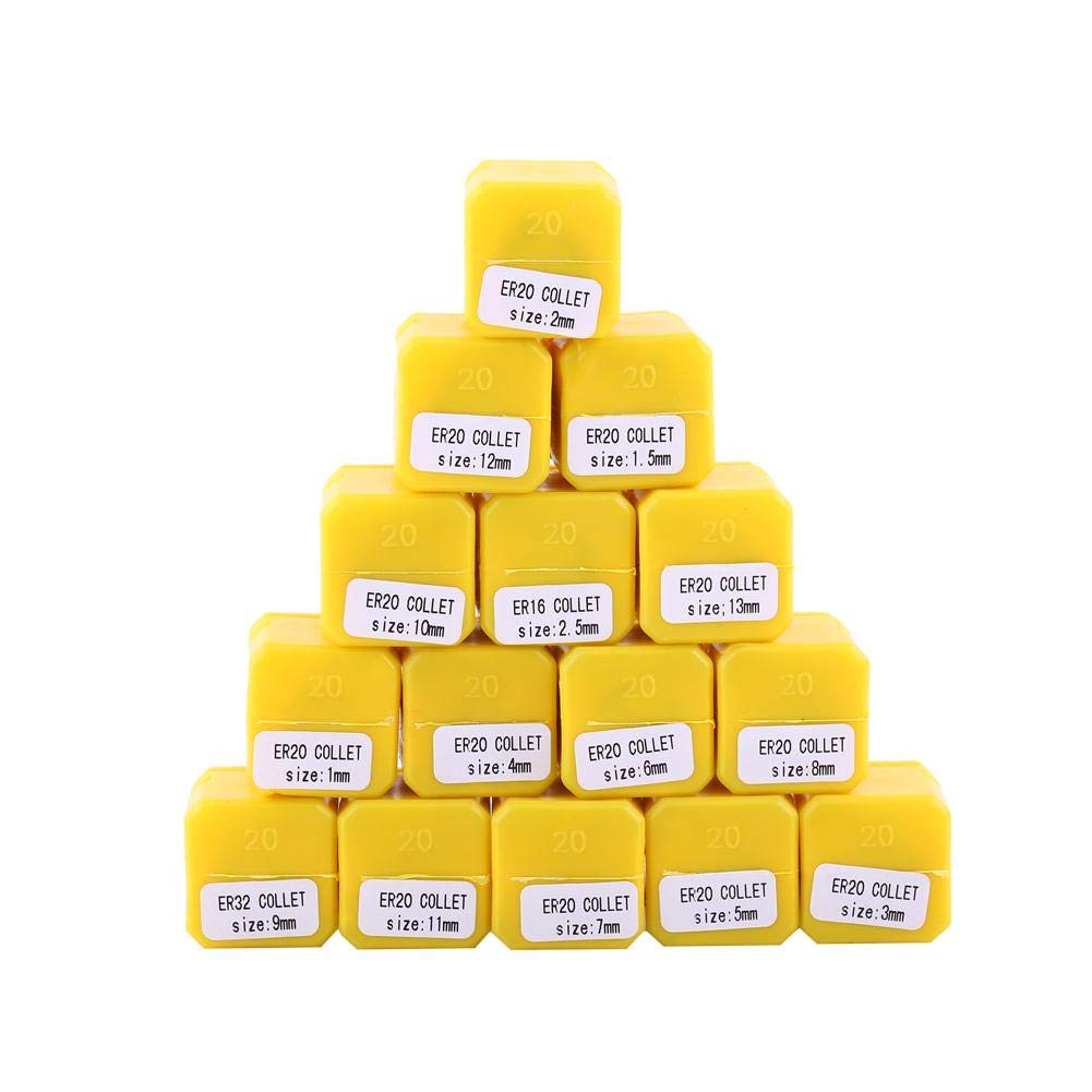 ER20 Collet Set, 15pcs Ressort Pince De Serrage Pour Outil De Tour De Fraisage De Gravure CNC 1-13mm