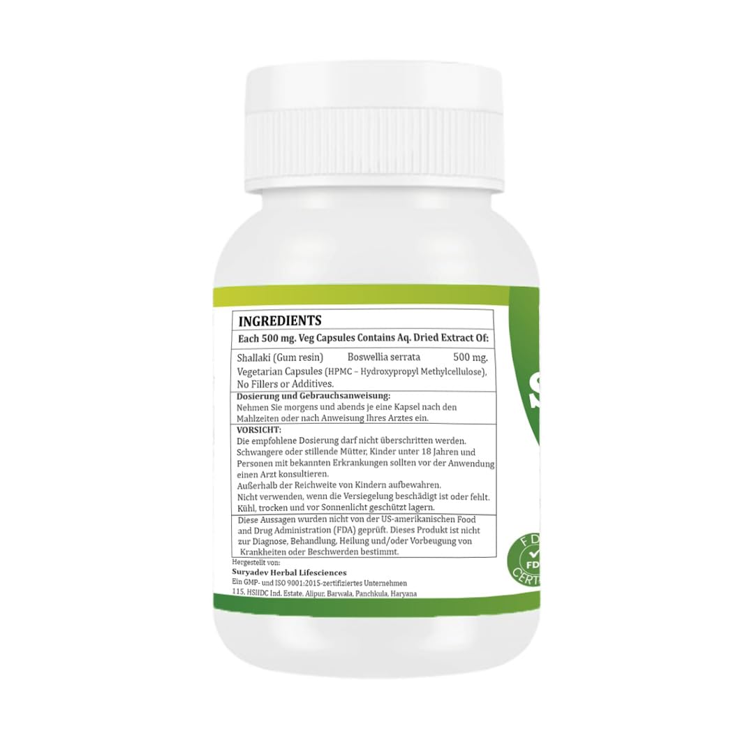 Morsan Shallaki-Kapseln 500 mg – 240 vegane Kapseln | Boswellia serrata | Pflanzliches Nahrungsergänzungsmittel | Vegan und nach ayurvedischer Tradition hergestellt | 4-er Pack