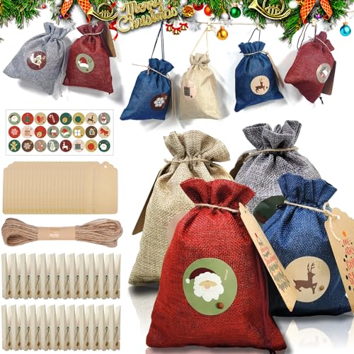 Calendario De Adviento Para Rellenar 2024, Calendarios De Navidad Grandes 18 X 13 Cm, 24 Calendario Adviento Diy, Bolsas Para Calendario De Adviento, Calendario Adviento Vacio Bolsas