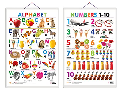 Image of GO WOO Combo of 2 Alphabet and Numbers 1-10 Educational Posters for Preschool Kids Classroom Study | Learning- Charts for Kids Learning (20 inchX30 inch Inches)
