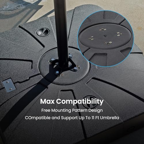Home Zone Living 220lbs Pre-assembled 34" Square Heavy Duty 2-PCS Umbrella Base w/Rolling Wheels for Patio Pool Backyard, Supports Up to 11 Ft Umbrella - Image 6