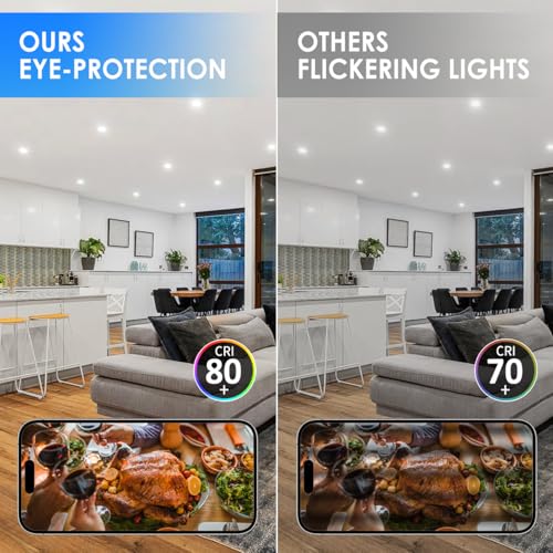 anwio recessed lighting 6 inch 5cct 1000lm high brightness flat retrofit led recessed lights can needs 27003000400050006000k selectable can lights 10w cri 80 dimmable e26 ic rated amp etl 5 pack