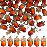 JOINPAYA 100pcs Artificial Acorns, 1.5 Inch Fake Nuts for Woodland Baby Shower & Wedding Decor, DIY Wreath Supplies, Rustic Farmhouse Table Scatter, Photo Backdrop Props, Seasonal Bowl Fillers