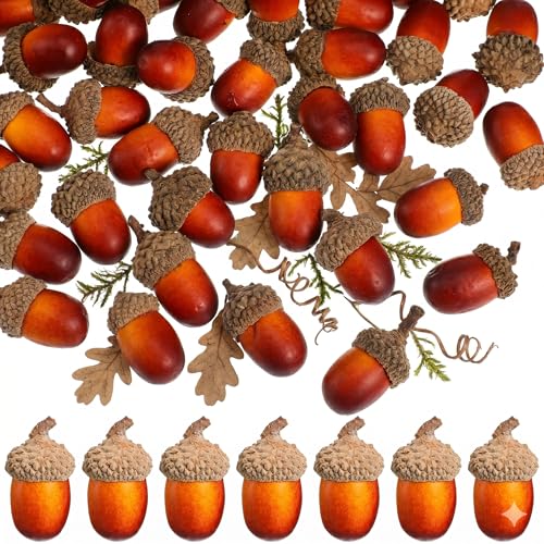 JOINPAYA 100 Pcs Artificial Acorns 1.5 Mini Fake Nuts Acorns Ornaments