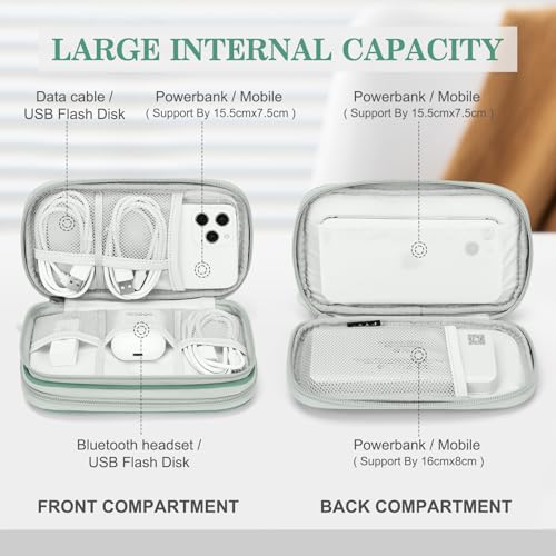 Image of FYY Electronic Organizer, Travel Cable Organizer Bag Pouch Electronic Accessories Carry Case Portable Waterproof Double Layers All-in-One Storage Bag for Cable, Cord, Charger, Phone,-Pattern Green