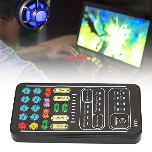 Image of Mini Voice Changer, Stereo Sound Card, 8 Sound Effects, with LED Lights, 450mah, for Mobile Phones, Computers, Gaming Devices (I9 English Edition)