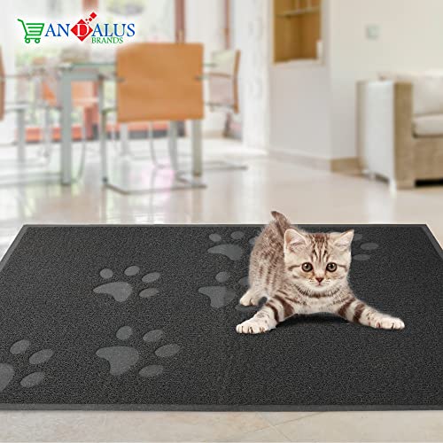 Andalus Cat Litter Mat - Kitty Litter Trapping Mat For Litter Boxes - Kitty Litter Mat To Trap Mess, Scatter Control - Washable Indoor Pet Rug And Carpet - Grey, Small (15.75" X 11.75") #TOP1