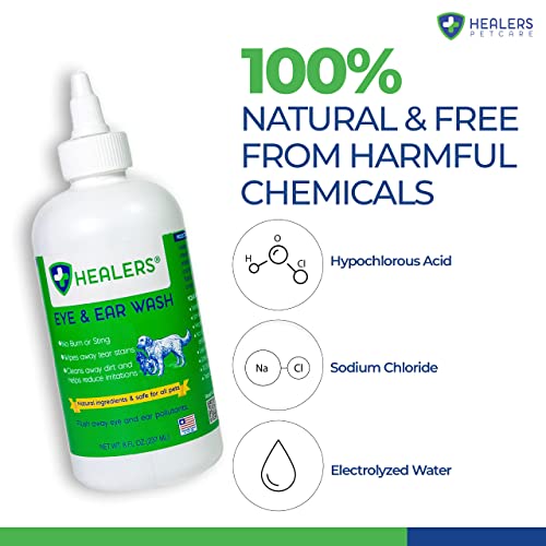 Pet Healers 2 In 1 Eye & Ear Wash - Rapid Healing Of Cuts, Burns - All Natural & Anti- Inflammatory- Reduces Redness - 8Oz - For All Dogs & Cats. (8Oz) #TOP3