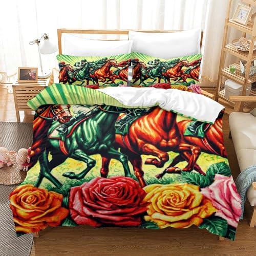Déco chambre garçon ado avec la parure de lit cheval 135x200cm effet 3D ultra douce
