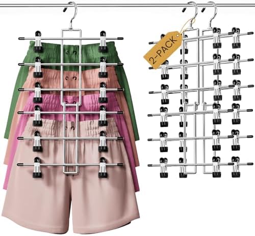 DAMITA Skirt Pants Hangers with Clips Space Saving Hanging Closet...