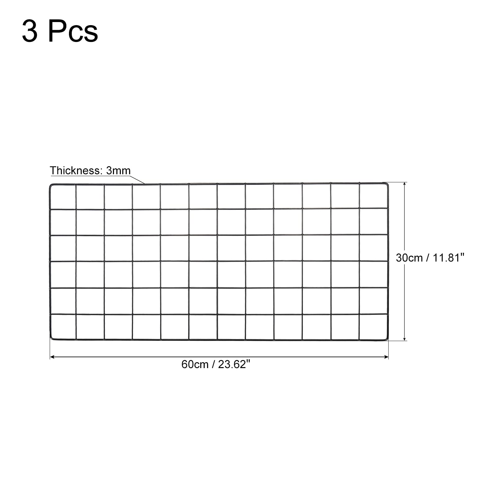 PATIKIL 24 "x12 Fil Grille Panneau, 3 Paquet Paroi Grille Décoratif Panneaux Tableau Photo Images Affichage Orner Suspendu Organisateur pour Maison Bureau, Noir