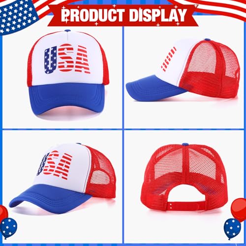 Image of Hercicy 10 Pcs 4th of July Hats American Flag Hat Patriotic Hat Bulk 250th Anniversary USA Mesh Trucker Caps for Men Women